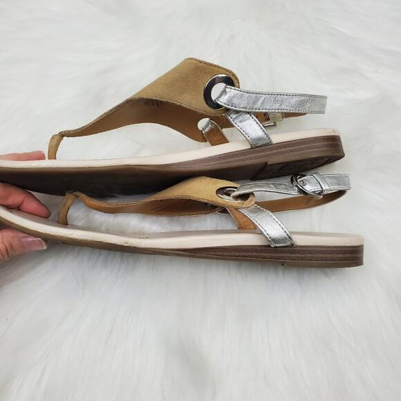 Franco Sarto Size 7.5 Grip Two Tone Leather Wedge Sandal - Picture 4 of 10